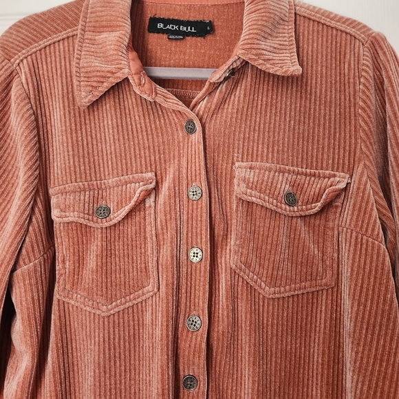 Black Bull Button Up Corduroy Flowy Top - Size Large - Picture 4 of 11